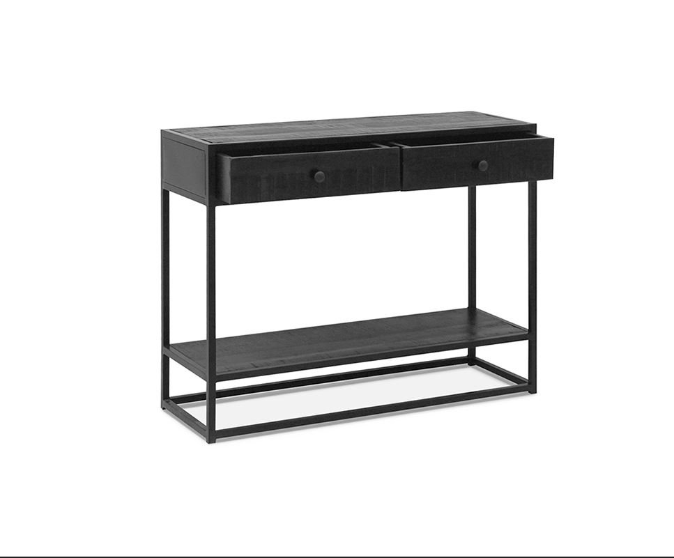 Console bois noir et métal style industriel 100cmJANA