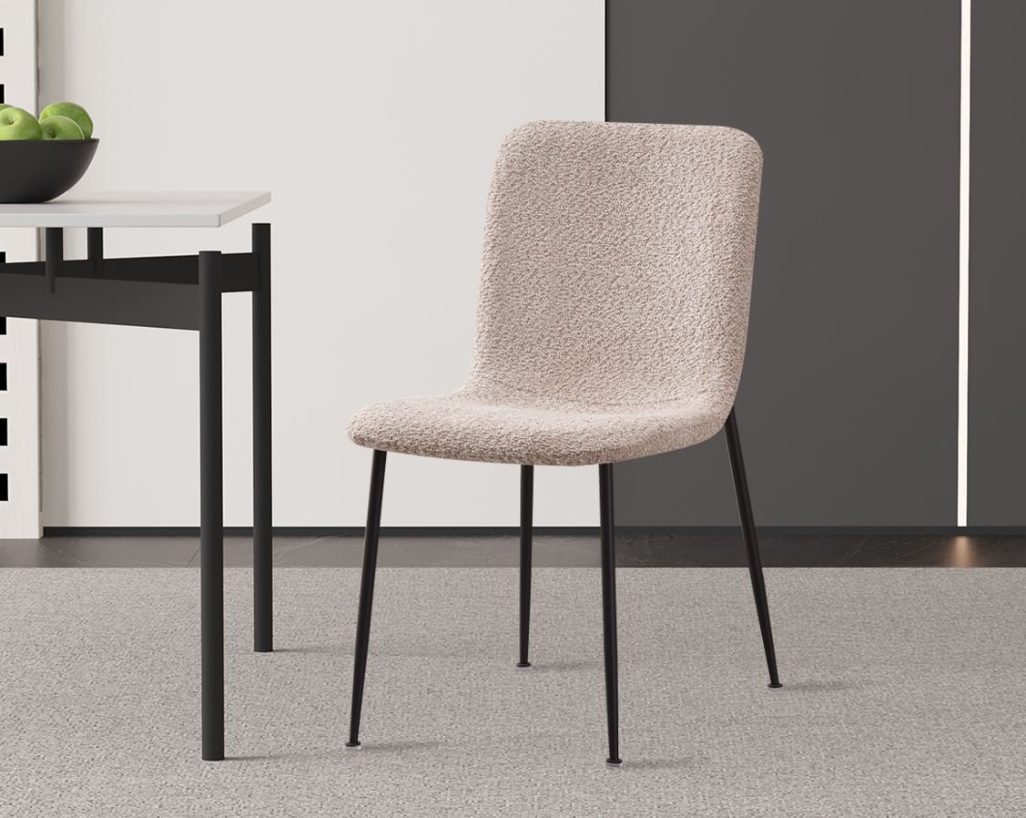 Lot de 2 chaises modernes tissu bouclé beige ASTRID