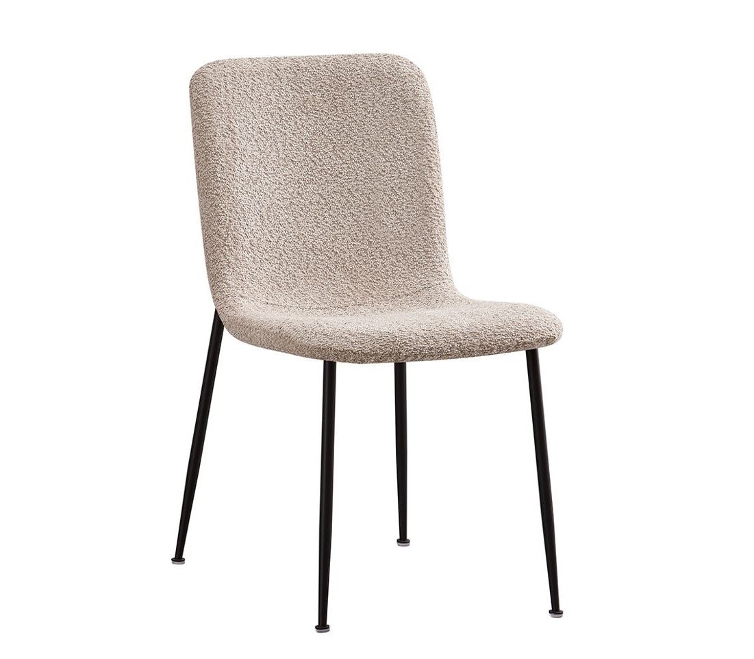 Lot de 2 chaises modernes tissu bouclé beige ASTRID