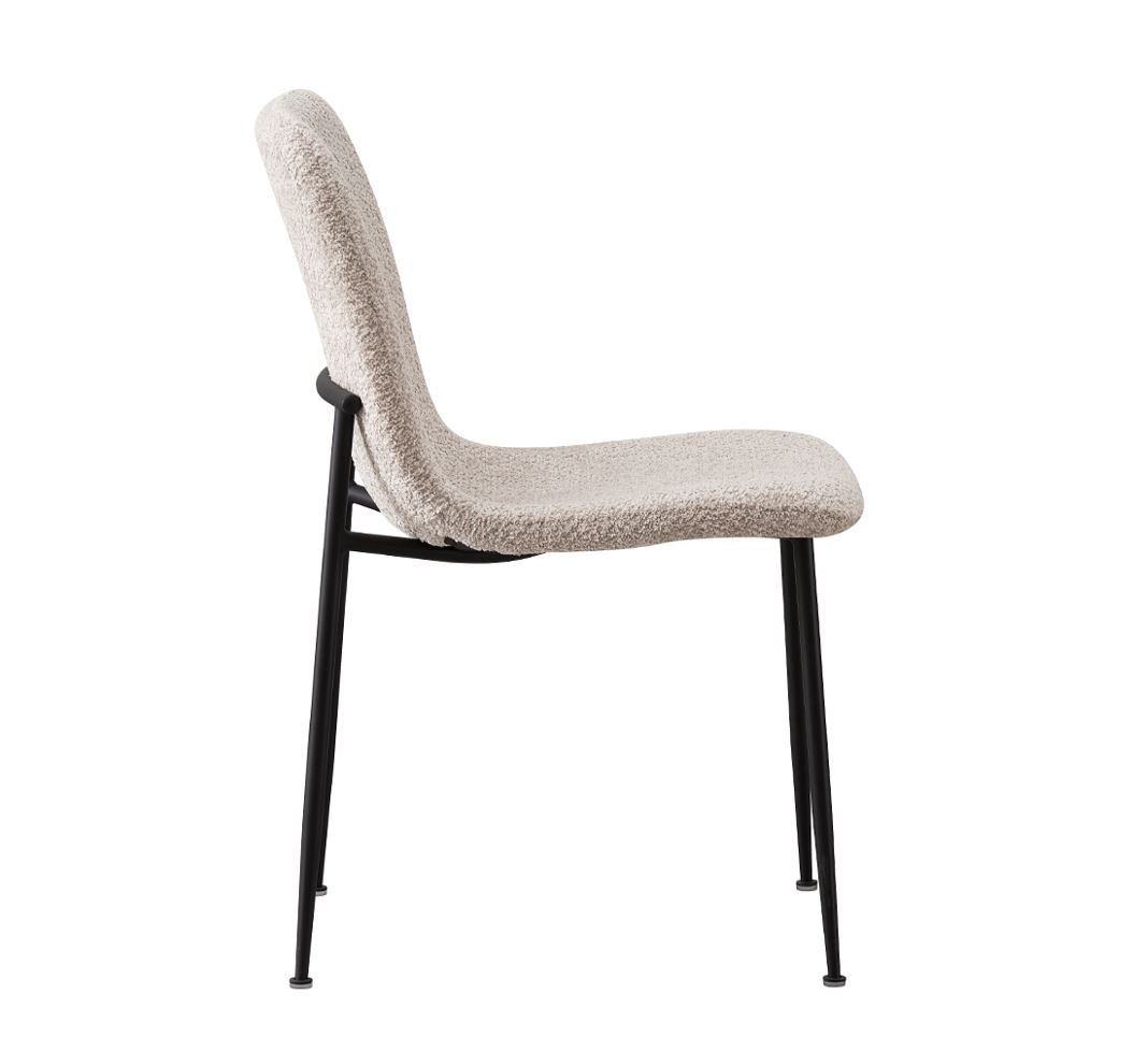Lot de 2 chaises modernes tissu bouclé beige ASTRID