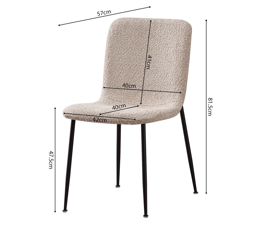 Lot de 2 chaises modernes tissu bouclé beige ASTRID