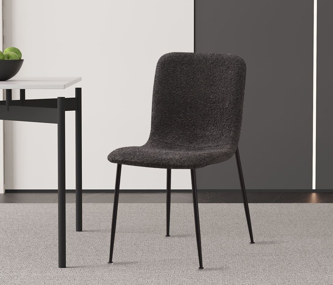 Lot de 2 chaises modernes tissu bouclé gris ASTRID