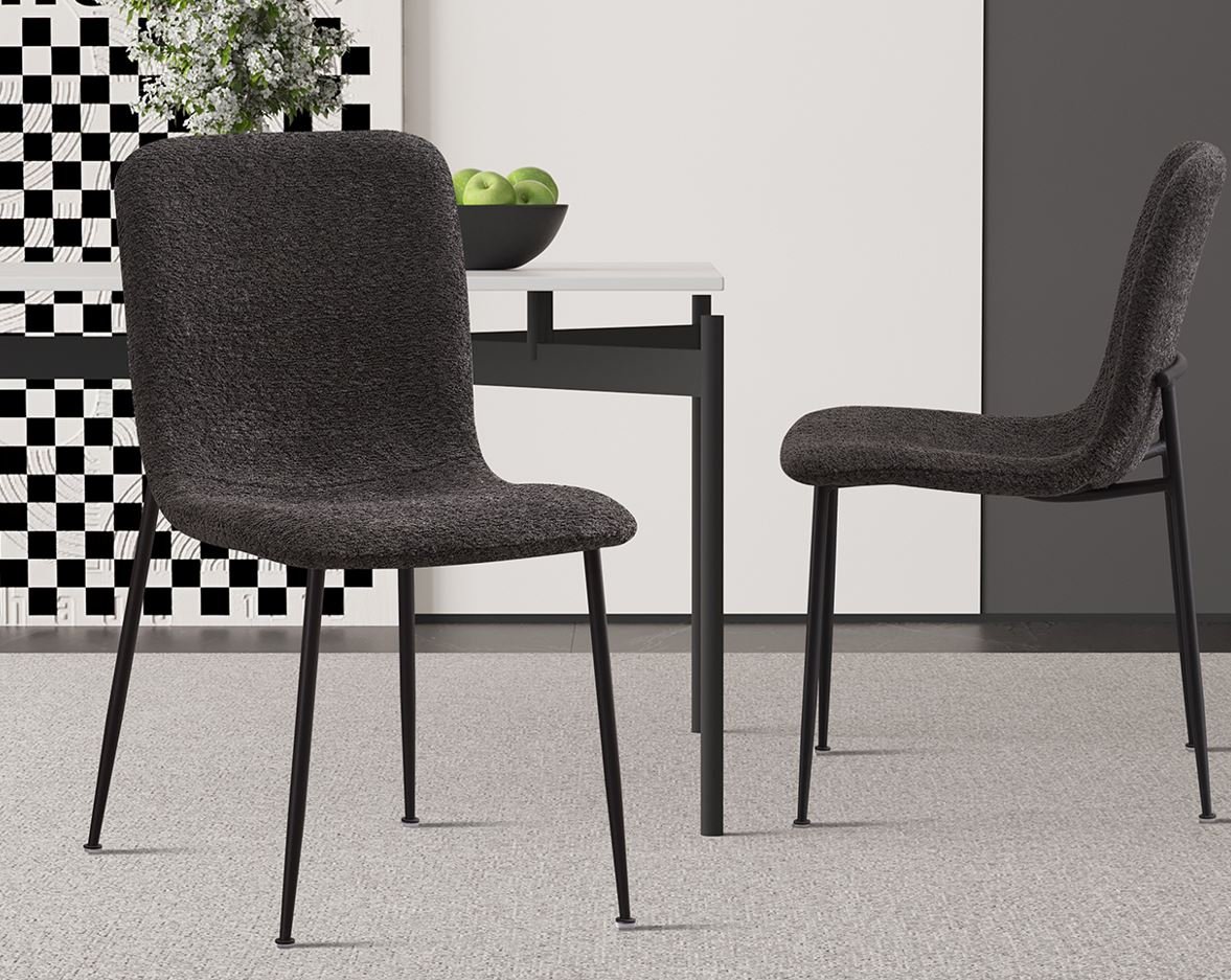 Lot de 2 chaises modernes tissu bouclé gris ASTRID
