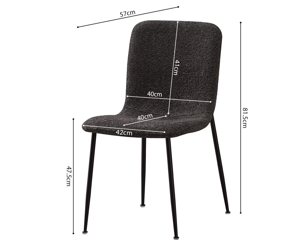 Lot de 2 chaises modernes tissu bouclé gris ASTRID