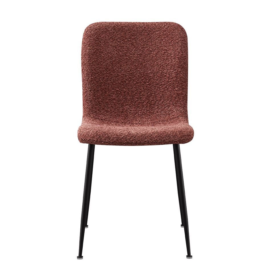 Lot de 2 chaises modernes tissu bouclé rose et pieds métal ASTRID