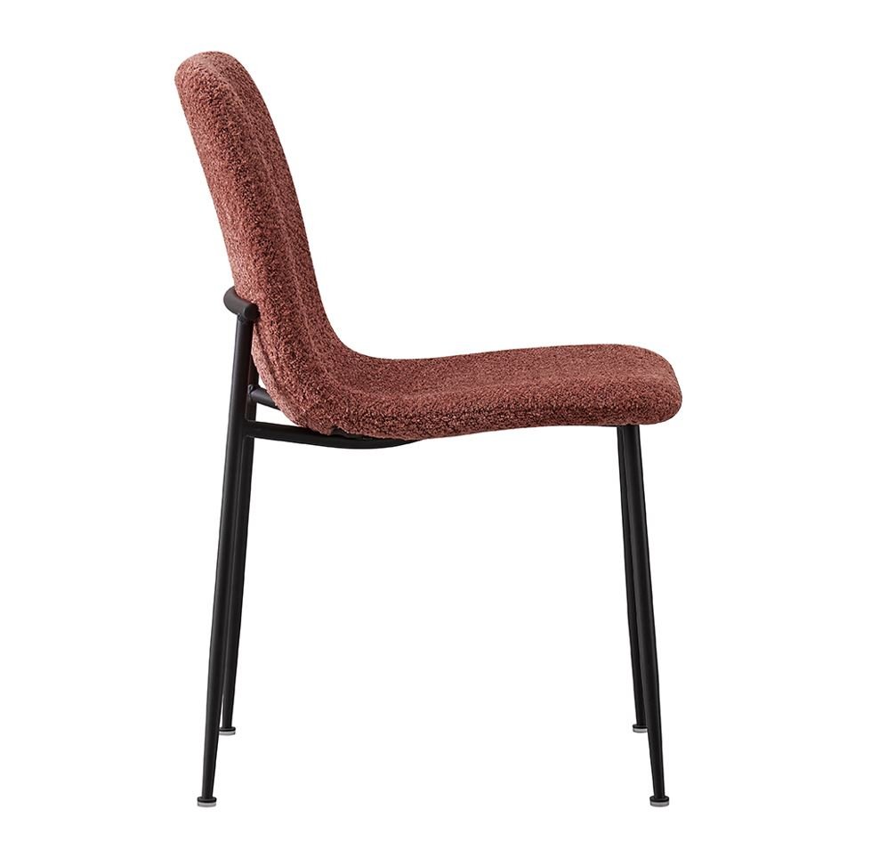 Lot de 2 chaises modernes tissu bouclé rose et pieds métal ASTRID