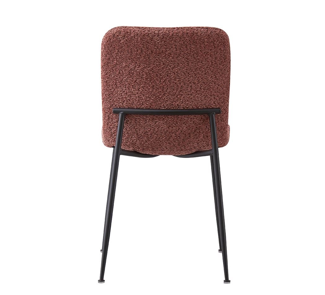 Lot de 2 chaises modernes tissu bouclé rose et pieds métal ASTRID