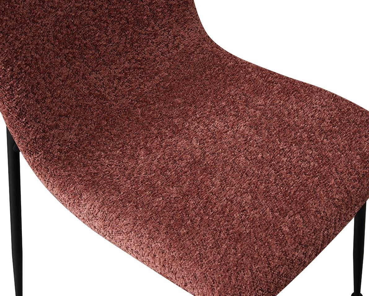 Lot de 2 chaises modernes tissu bouclé rose et pieds métal ASTRID
