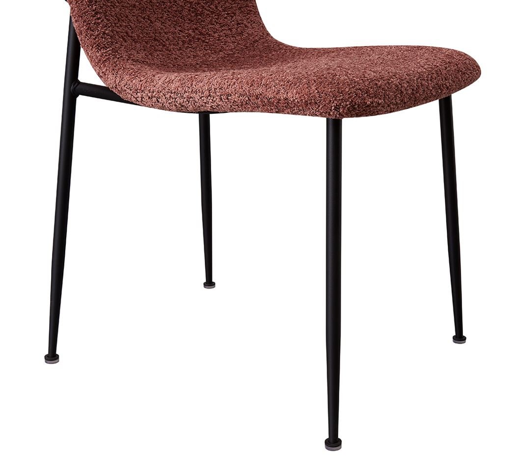 Lot de 2 chaises modernes tissu bouclé rose et pieds métal ASTRID