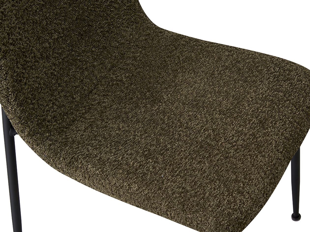 Lot de 2 chaises modernes tissu bouclé vert ASTRID