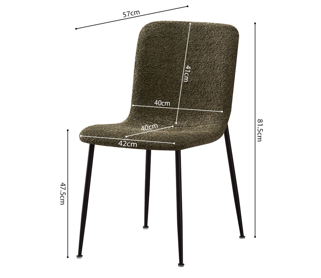 Lot de 2 chaises modernes tissu bouclé vert ASTRID