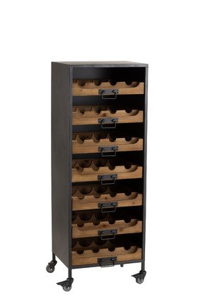 Armoire à roulettes range bouteille avec tiroirs industrielle WINE