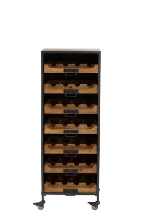 Armoire à roulettes range bouteille avec tiroirs industrielle WINE