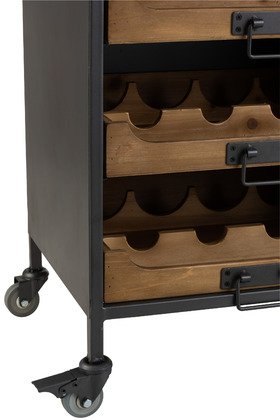 Armoire à roulettes range bouteille avec tiroirs industrielle WINE