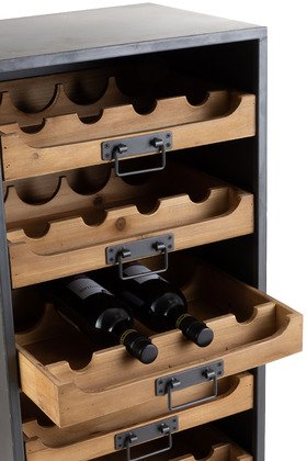 Armoire à roulettes range bouteille avec tiroirs industrielle WINE