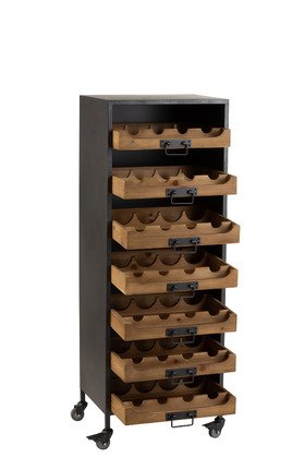 Armoire à roulettes range bouteille avec tiroirs industrielle WINE