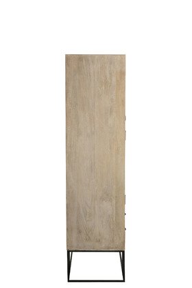 Armoire scandinave bois clair et cannage rotin 3 portes GÜSS