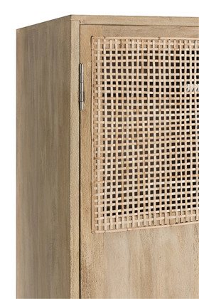 Armoire scandinave bois clair et cannage rotin 3 portes GÜSS