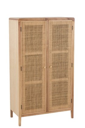 Armoire scandinave en bois naturel et rotin HILDA