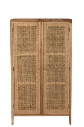 Armoire scandinave en bois naturel et rotin HILDA