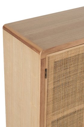 Armoire scandinave en bois naturel et rotin HILDA