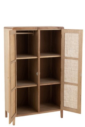 Armoire scandinave en bois naturel et rotin HILDA
