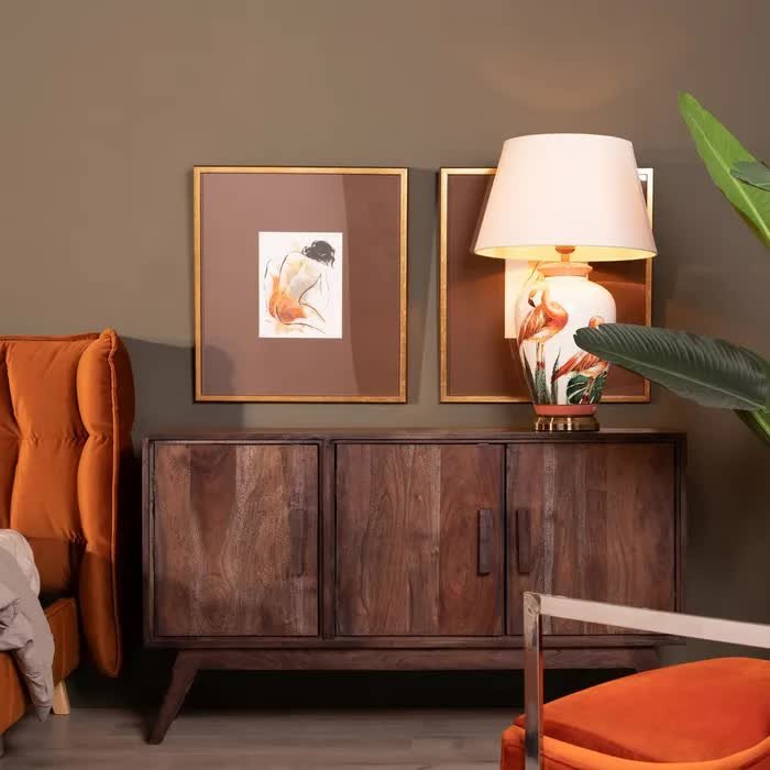 Bahut bois massif d'acacia naturel 133cm RIGAR