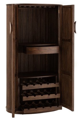 Bar à vin en bois massif manguier marron 2 portes RAYAN