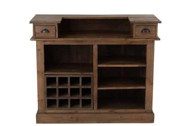 Bar vintage en bois recyclé 2 tiroirs 120cm JACK