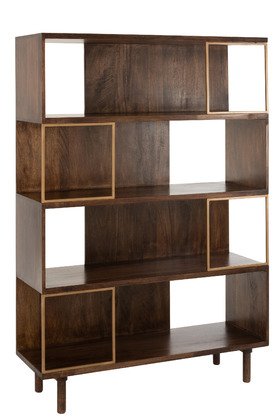 Bibliothéque moderne en bois massif manguier brun et or VEGAS