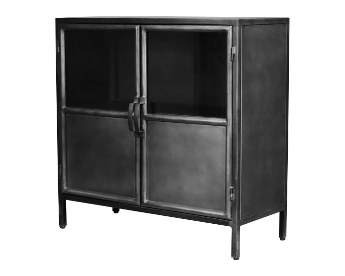 Buffet 2 portes industriel en métal noir 90cm SLATE