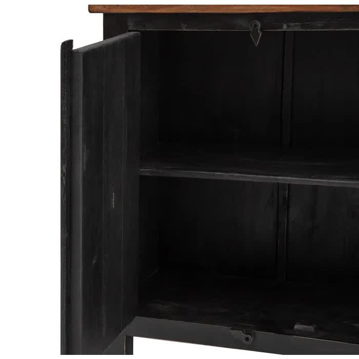 Buffet art déco moderne noir en bois massif THEO