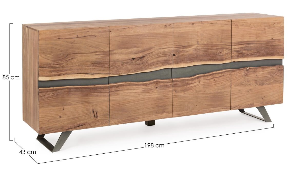 Buffet bois massif d'acacia moderne 200cm YVAN