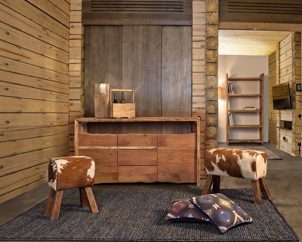 Buffet bois massif scandinave effet tronc d'arbre TRADBORJ
