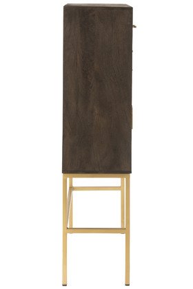 Buffet haut bois manguier moderne piétement métal or JANYS