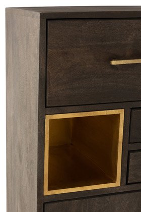 Buffet haut bois manguier moderne piétement métal or JANYS
