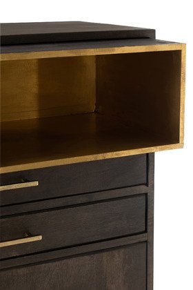 Buffet haut bois manguier moderne piétement métal or JANYS