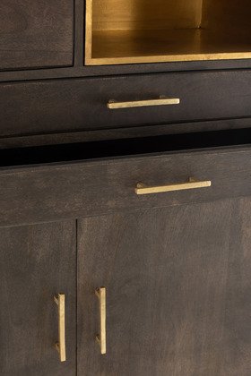 Buffet haut bois manguier moderne piétement métal or JANYS