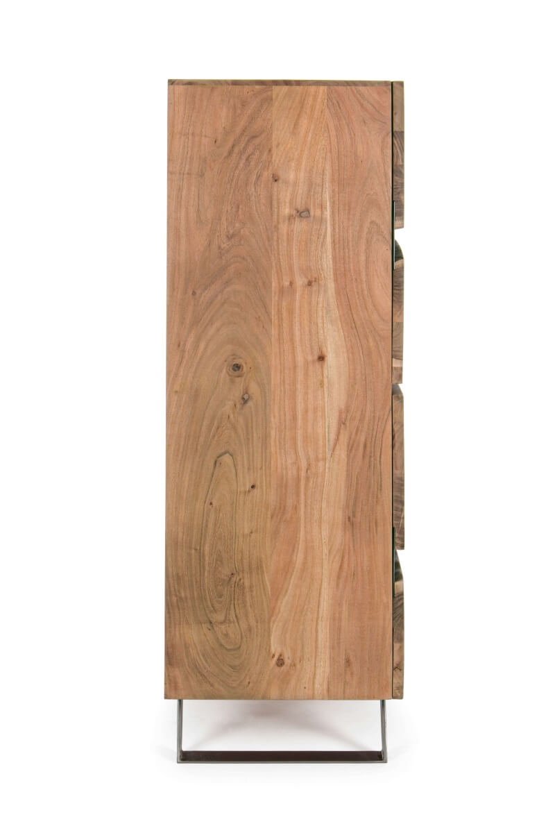 Buffet haut en bois massif d'acacia 4 portes moderne YVAN