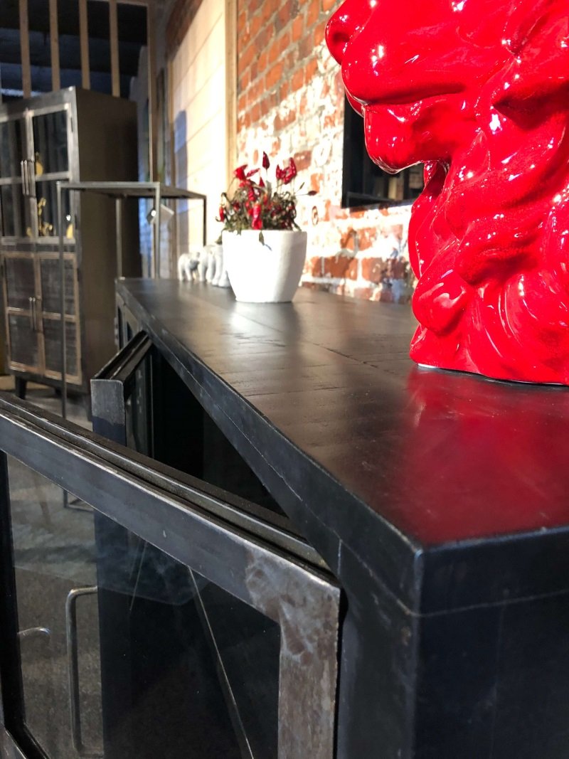 Buffet industriel noir bois massif et métal BLACKPEARL