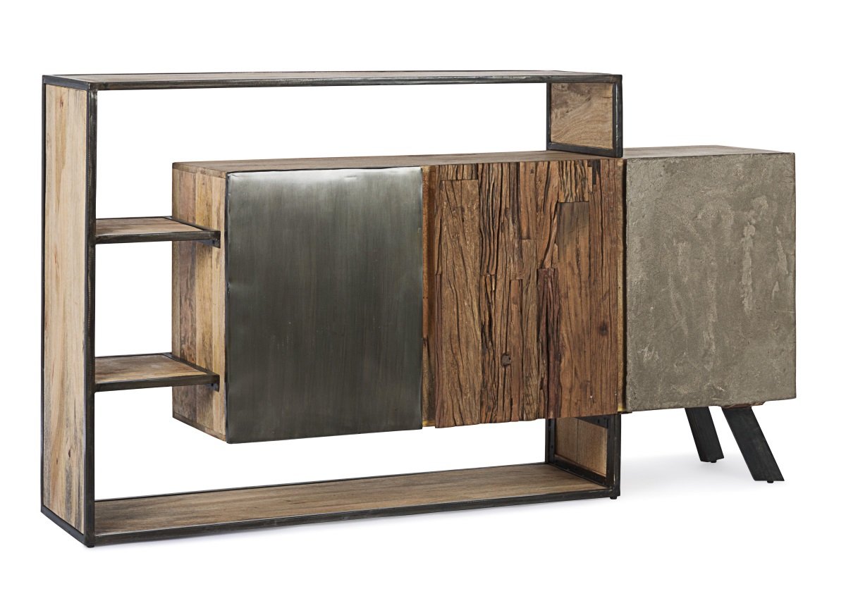 Buffet moderne bois métal béton BRADFORD