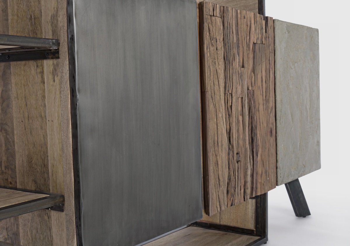 Buffet moderne bois métal béton BRADFORD