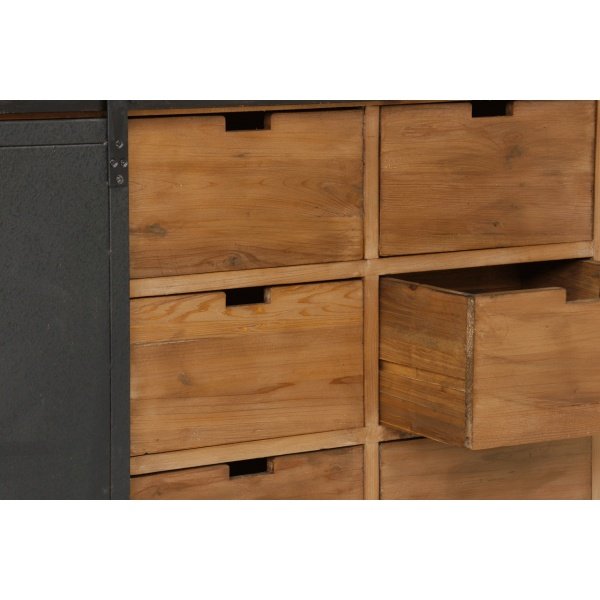 Buffet industriel porte coulissante bois massif et métal 180cm SANTY