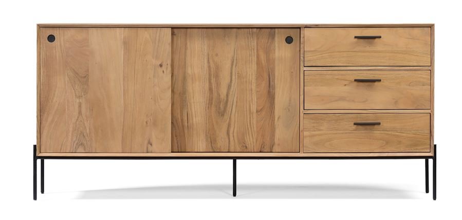 Buffet scandinave bois d'acacia portes coulissantes 180cm NICK