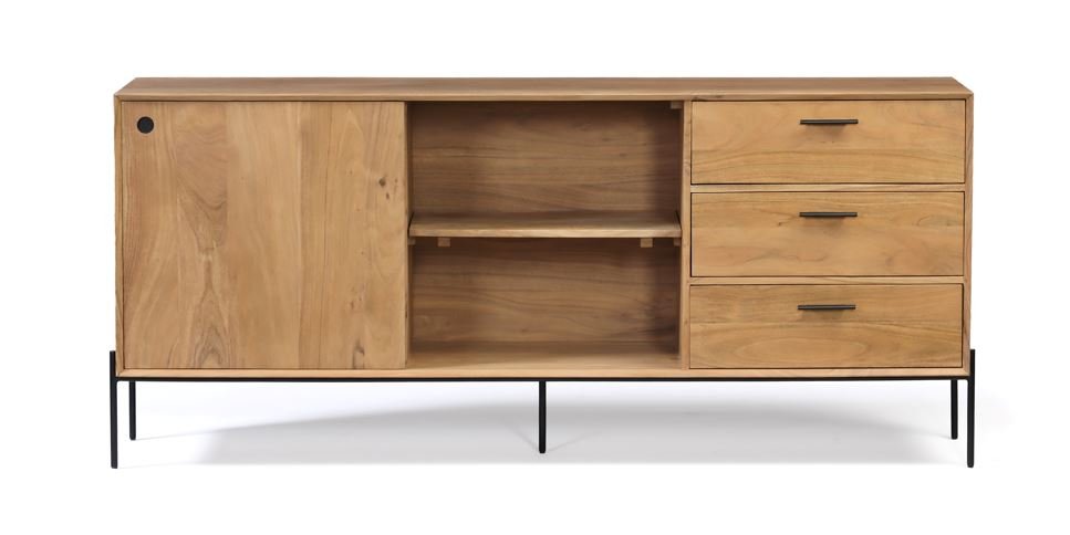 Buffet scandinave bois d'acacia portes coulissantes 180cm NICK