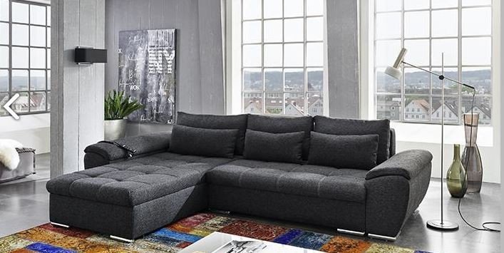Canapé d'angle tissu gris chiné moderne SHAFT
