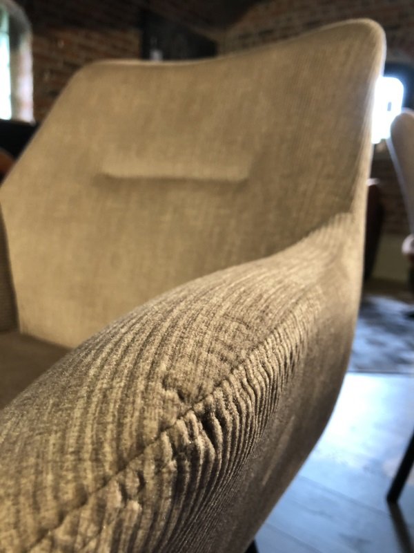 Chaise fauteuil pivotante velours côtelé beige MELINE