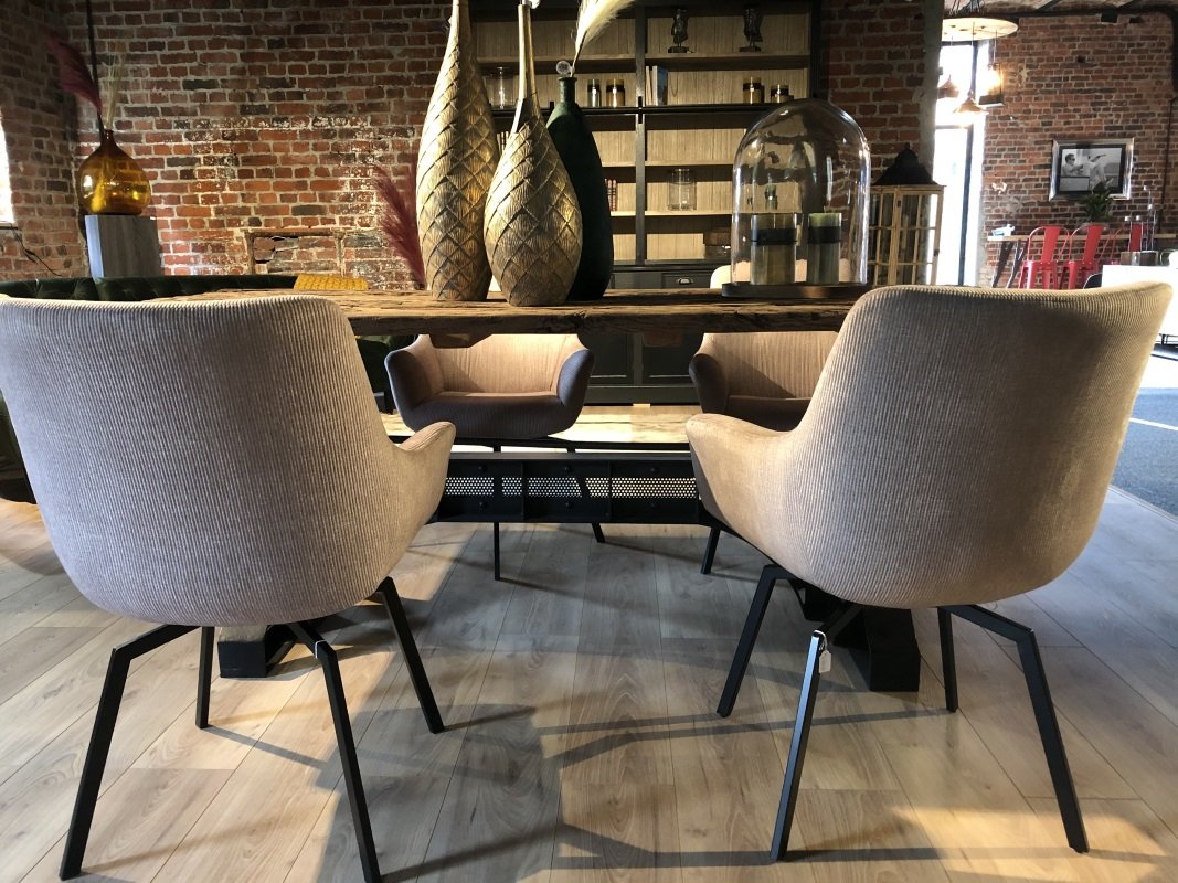 Chaise fauteuil pivotante velours côtelé beige MELINE