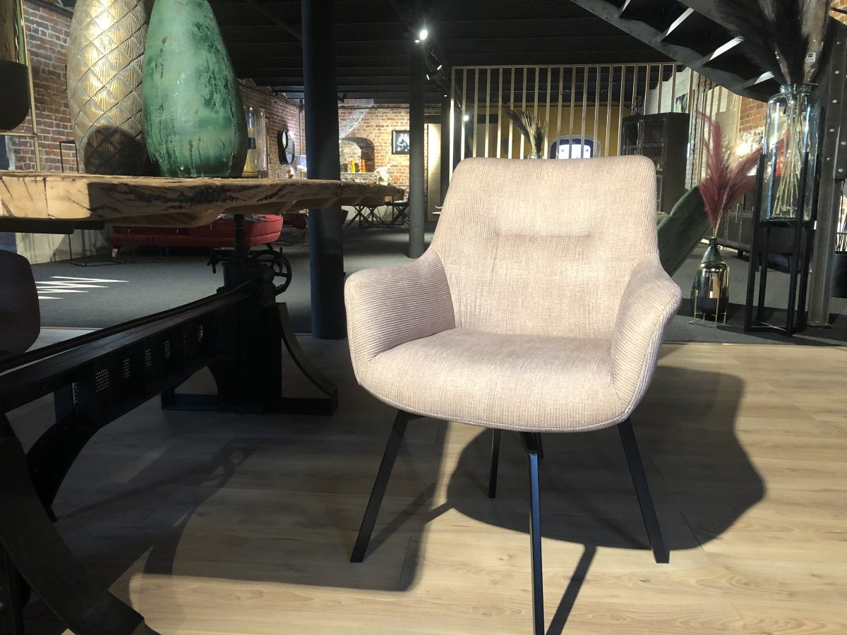 Chaise fauteuil pivotante velours côtelé beige MELINE