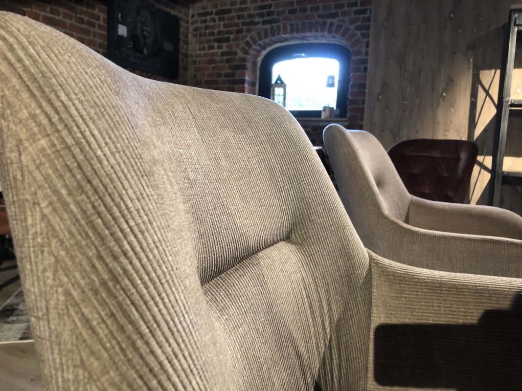 Chaise fauteuil pivotante velours côtelé beige MELINE
